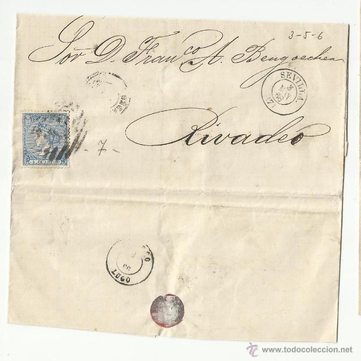 Sellos: CIRCULADA 1866 DE SEVILLA A RIVADEO - Foto 1