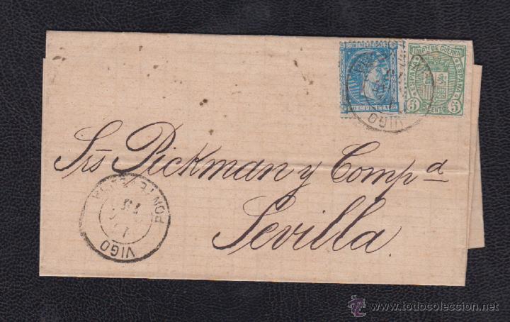 Sellos: 1875.- VIGO (PONTEVEDRA) A SEVILLA - Foto 1