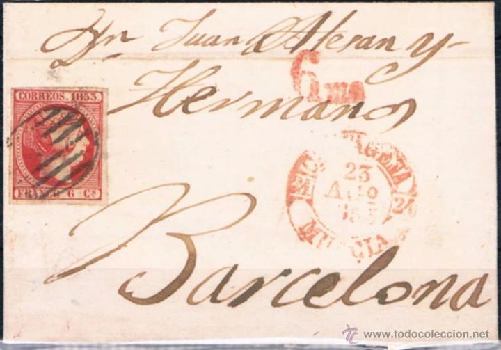 Sellos: 1853.- CARTAGENA A BARCELONA - Foto 1