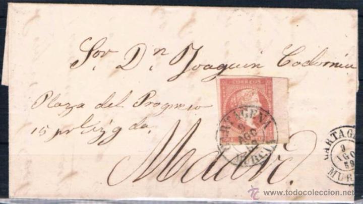 Sellos: 1859.- CARTAGENA A MADRID - Foto 1