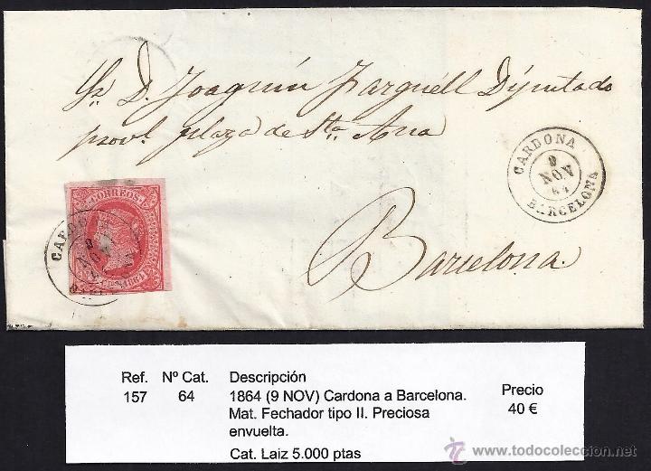 Sellos: 1864 Cardona a Barcelona - Foto 1