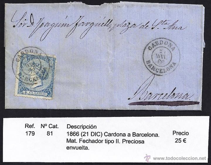 Sellos: 1866 Cardona a Barcelona - Foto 1