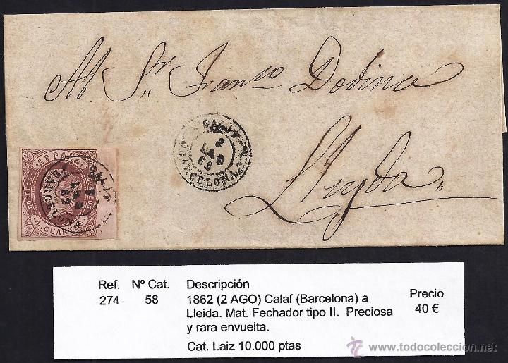 Sellos: 1862 Calaf a Lleida - Foto 1
