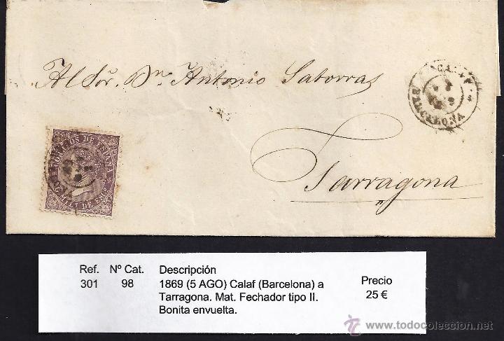 Sellos: 1869 Calaf a Tarragona - Foto 1