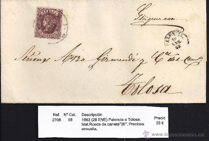 Sellos: 1863 Palencia a Tolosa - Foto 1