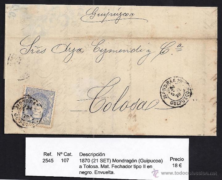 Sellos: 1870 Mondrag&oacute;n a Tolosa - Foto 1