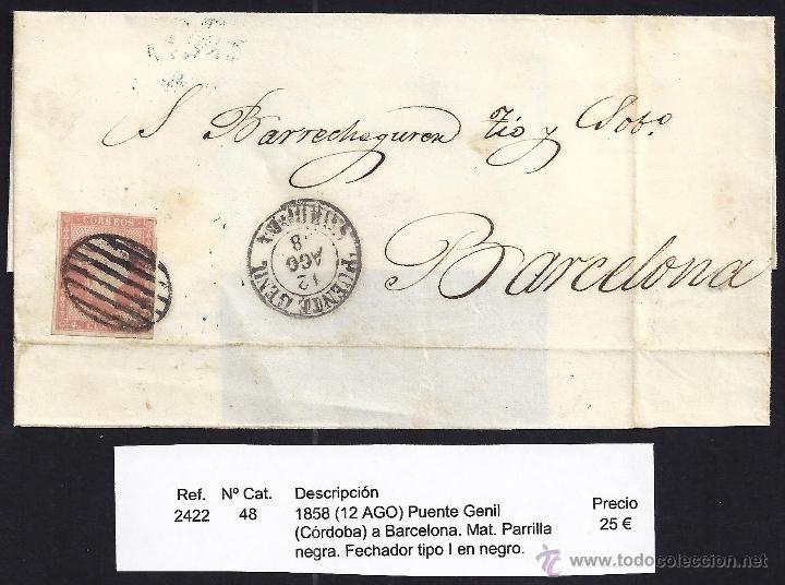 Sellos: 1858 Puente Genil a Barcelona - Foto 1