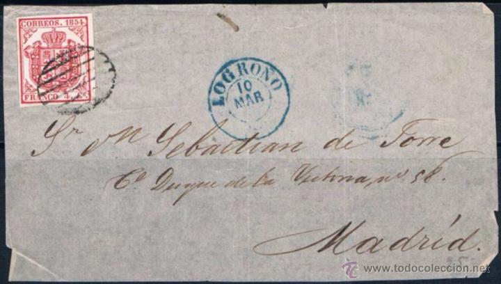 Sellos: 1854.- LOGRO&Ntilde;O A MADRID - Foto 1