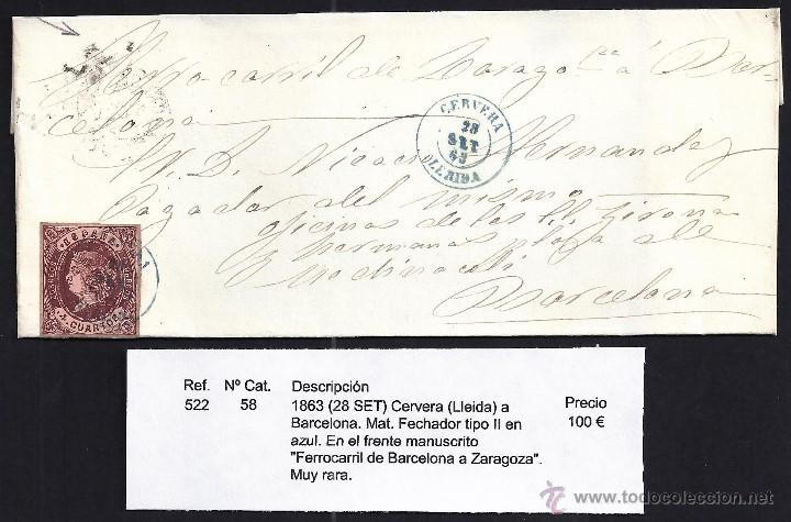 Sellos: 1863 Cervera a Barcelona - Foto 1
