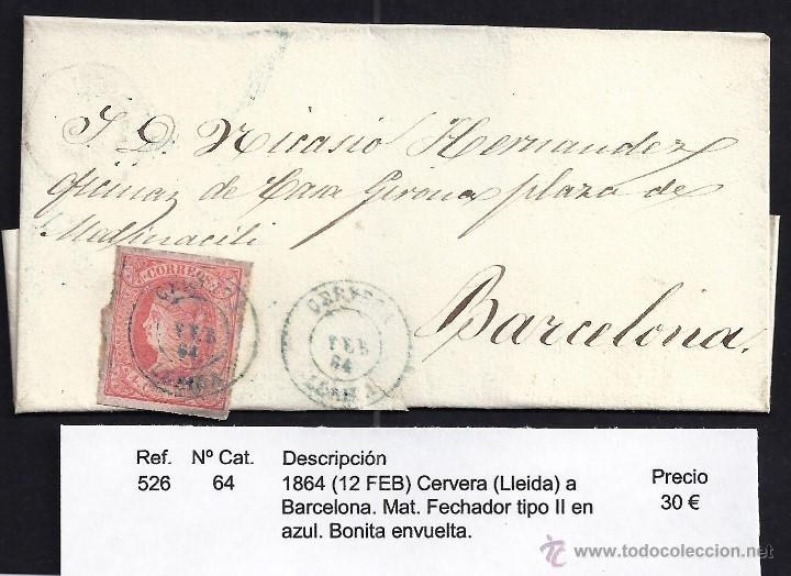 Sellos: 1864 Cervera a Barcelona - Foto 1