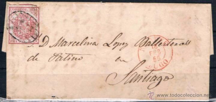 Sellos: 1855.- RIVADEO A LUGO - Foto 1