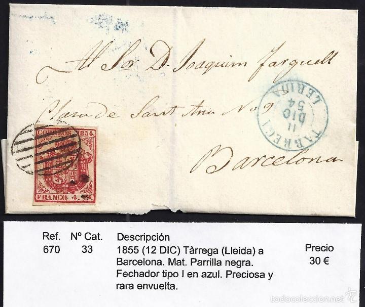 Sellos: 1855 T&agrave;rrega a Barcelona - Foto 1