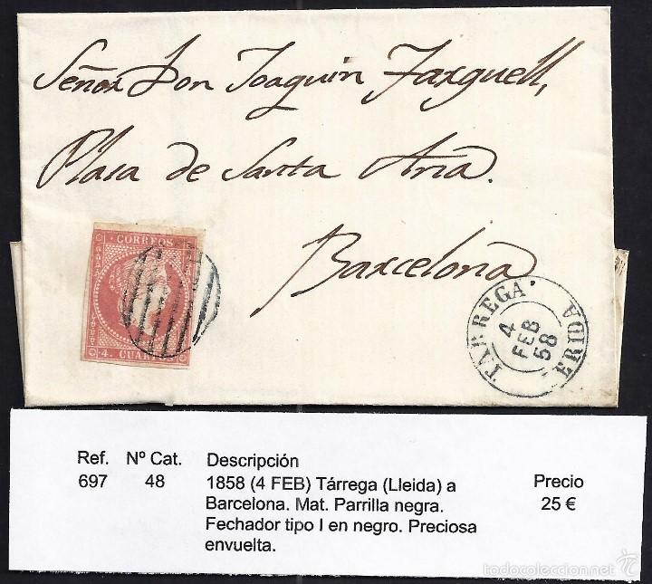 Sellos: 1858 T&agrave;rrega a Barcelona - Foto 1
