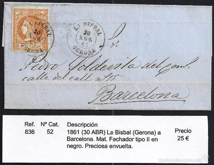 Sellos: 1861 La Bisbal a Barcelona - Foto 1