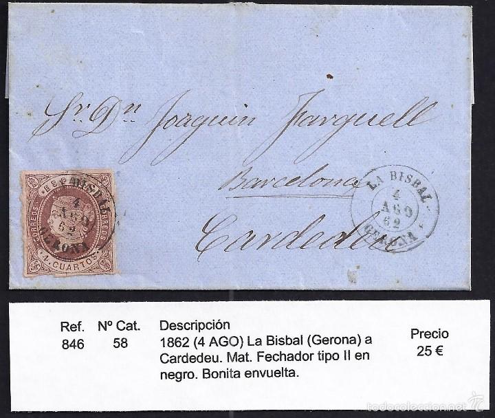 Sellos: 1862 La Bisbal a Cardedeu - Foto 1