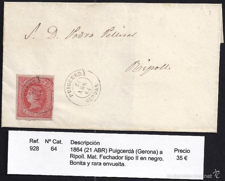 Sellos: 1864 Puigcerd&agrave; a Ripoll - Foto 1