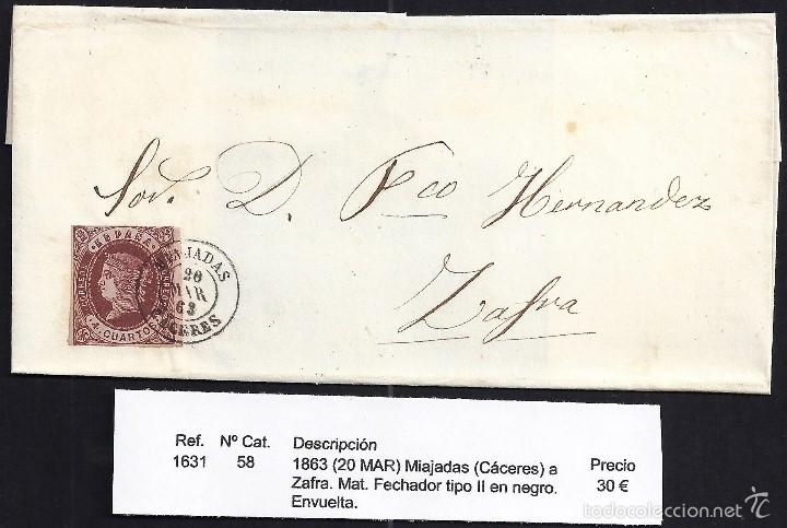 Sellos: 1863 Miajadas a Zafra - Foto 1