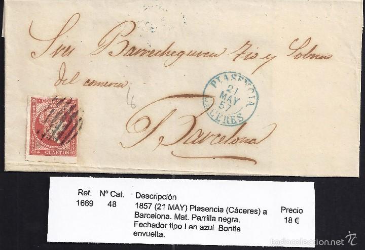 Sellos: 1857 Plasencia a Barcelona - Foto 1