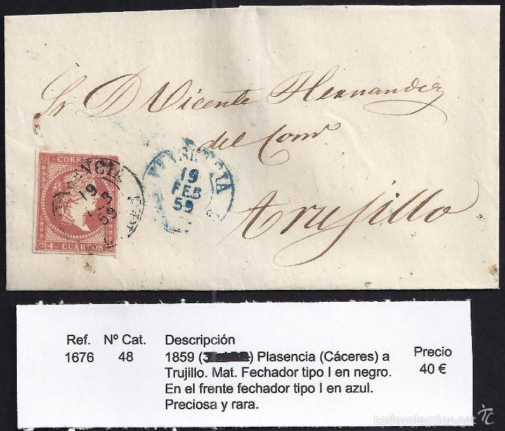 Sellos: 1859 Plasencia a Trujillo - Foto 1
