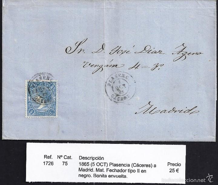 Sellos: 1865 Plasencia a Madrid - Foto 1