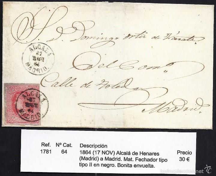 Sellos: 1864 Alcal&aacute; de Henares a Madrid - Foto 1