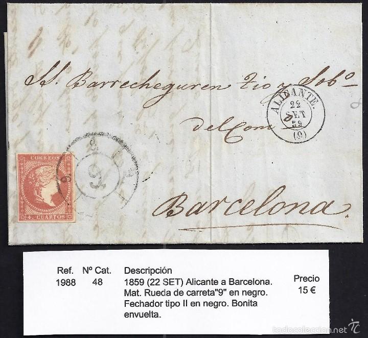 Sellos: 1859 Alicante a Barcelona - Foto 1