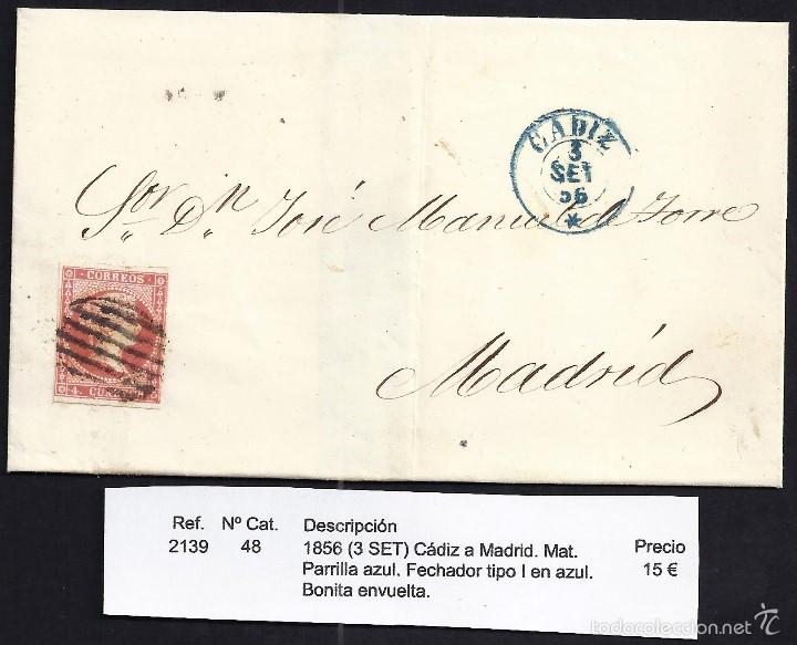 Sellos: 1856 C&aacute;diz a Madrid - Foto 1