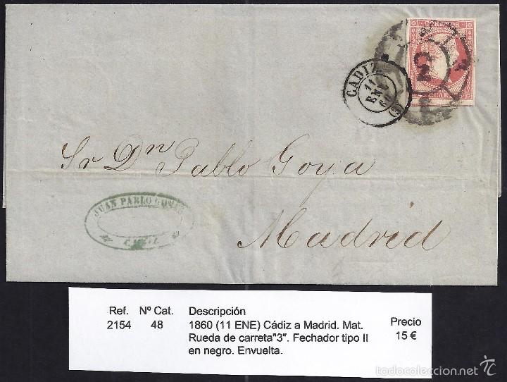 Sellos: 1860 C&aacute;diz a Madrid - Foto 1