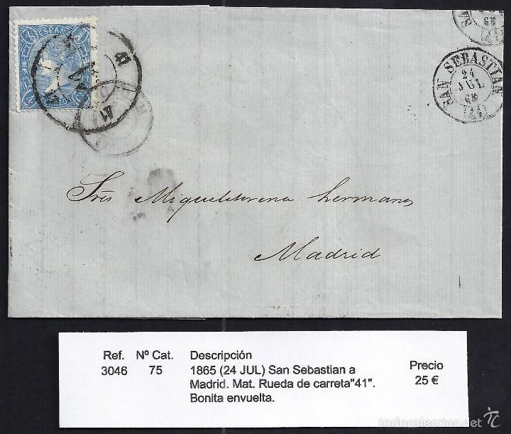 Sellos: 1865 San Sebasti&aacute;n a Madrid - Foto 1