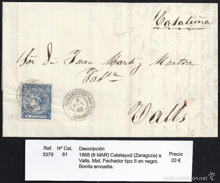 Sellos: 1868 Calatayud a Valls - Foto 1