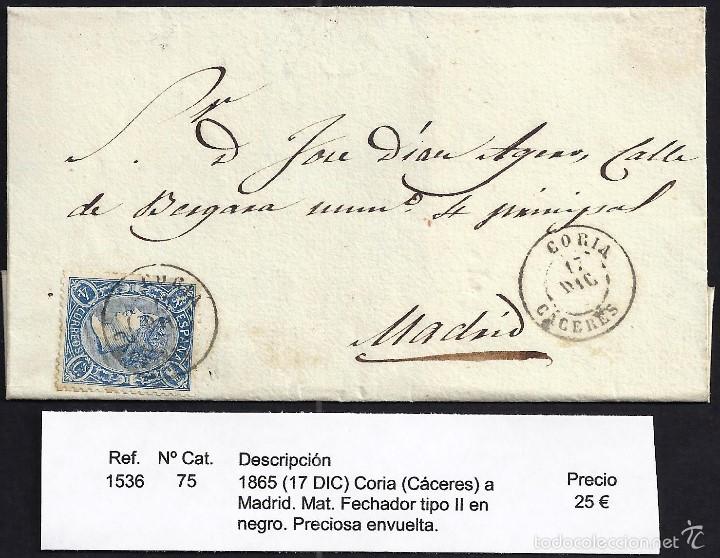 Sellos: 1865 Coria a Madrid - Foto 1