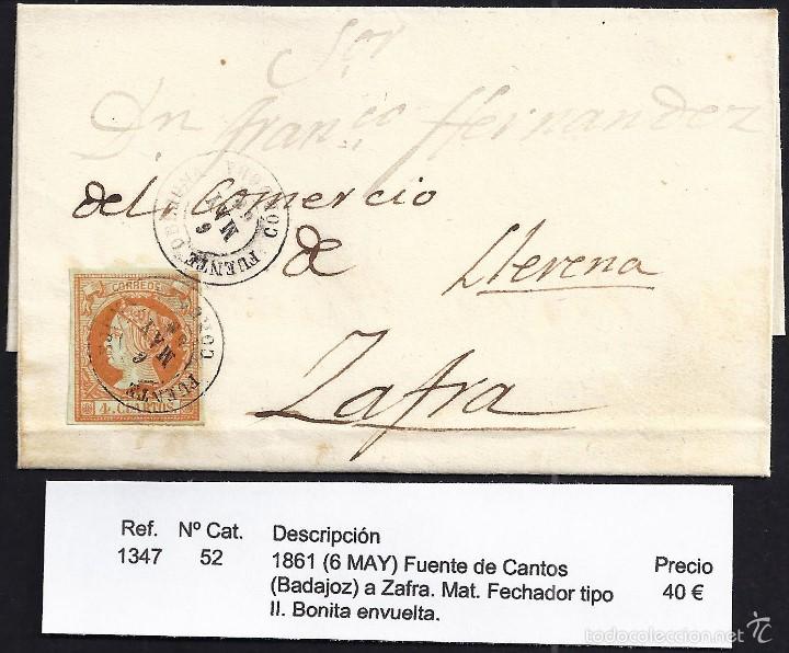 Sellos: 1861 Fuente de Cantos a Zafra - Foto 1