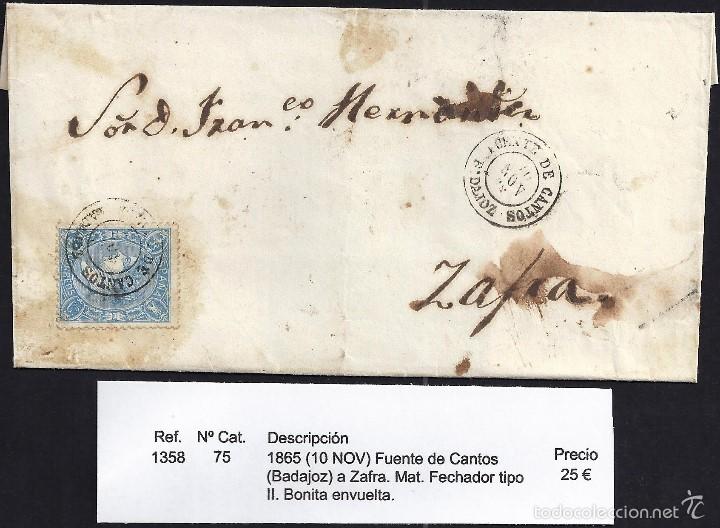 Sellos: 1865 Fuente de Cantos a Zafra - Foto 1