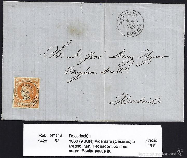 Sellos: 1860 Alc&aacute;ntara a Madrid - Foto 1