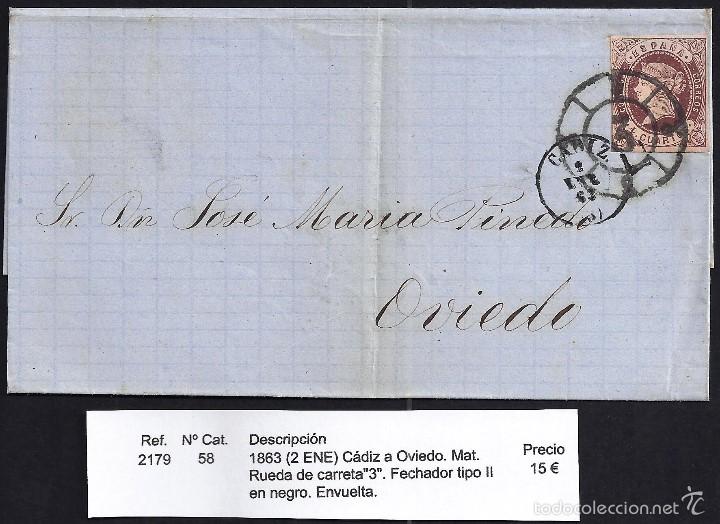 Sellos: 1863 C&aacute;diz a Oviedo - Foto 1