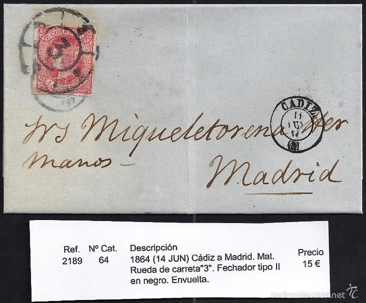 Sellos: 1864 C&aacute;diz a Madrid - Foto 1