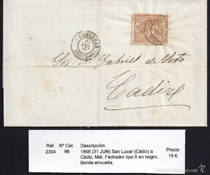 Sellos: 1868 San Lucar a C&aacute;diz - Foto 1