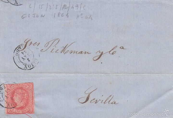 Sellos: ENVUELTA CON SELLO NUM. 64 DE GIJÓN A SEVILLA