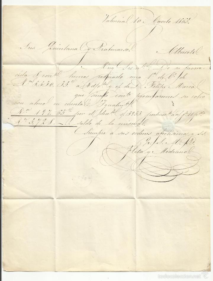 Sellos: CIRCULADA I ESCRITA 1865 DE valencia A ALBACETE - Foto 2