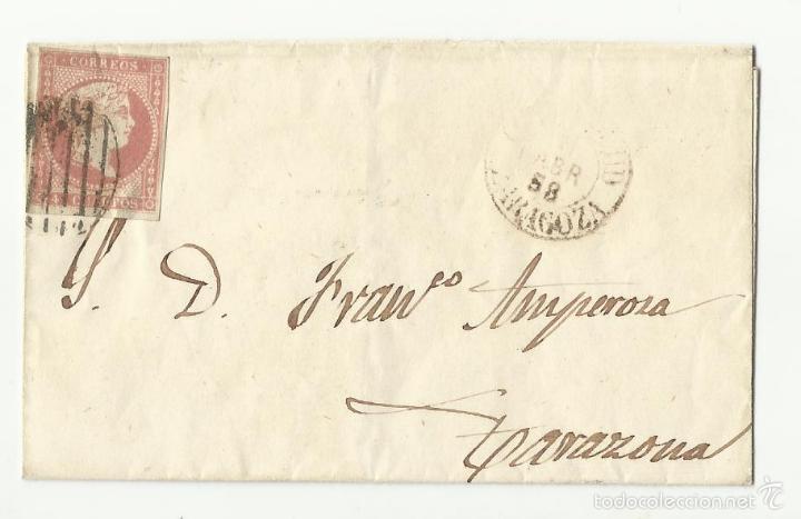 Sellos: circulada 1858 de calatayud a tarazona - Foto 1