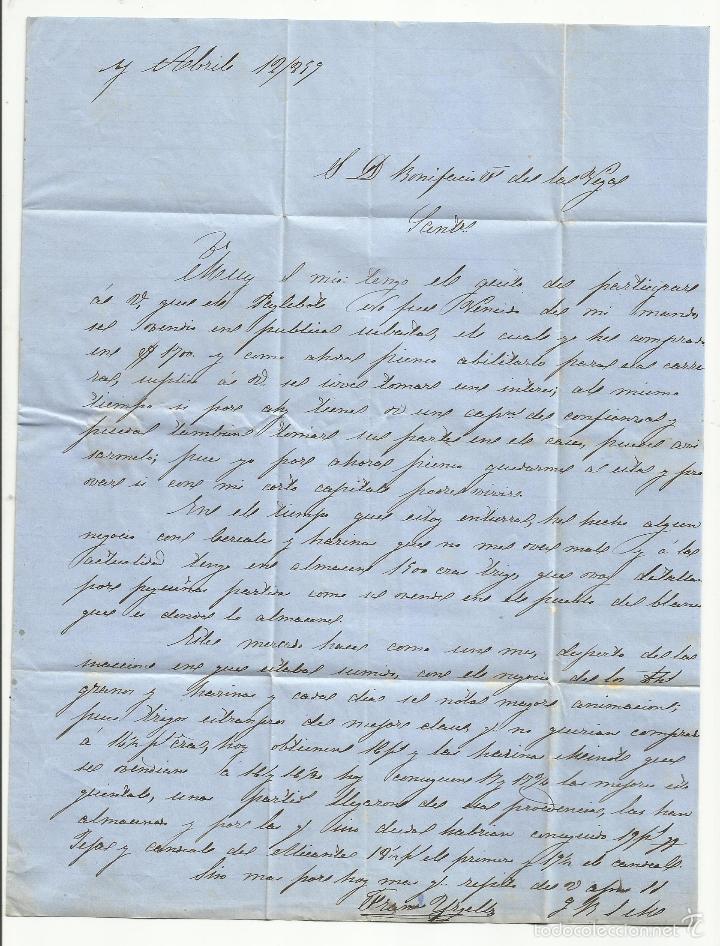 Sellos: circulada y escrita 1859 de barcelona a santander - Foto 2