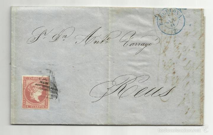 Sellos: circulada y escrita 1858 de barcelona a reus - Foto 1