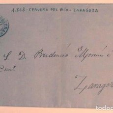 Sellos: ANTIGUO SOBRE CARTA COMERCIAL 1868 DE CERVERA DEL RIO A ZARAGOZA
