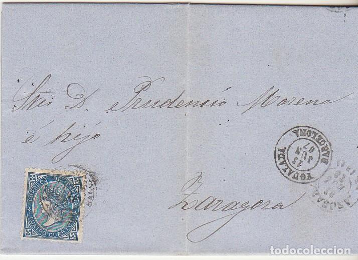 Sellos: Sello 88. YGUALADA a ZARAGOZA. 1867. - Foto 1