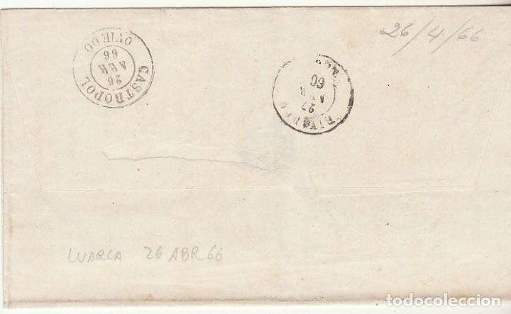 Sellos: FRONTAL : Sello 81. LUARCA a RIVADEO. 1866. - Foto 2