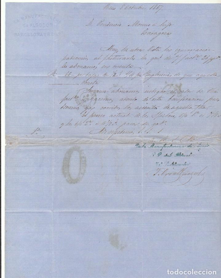 Sellos: Sello 96 : REUS a ZARAGOZA. 1867. - Foto 3