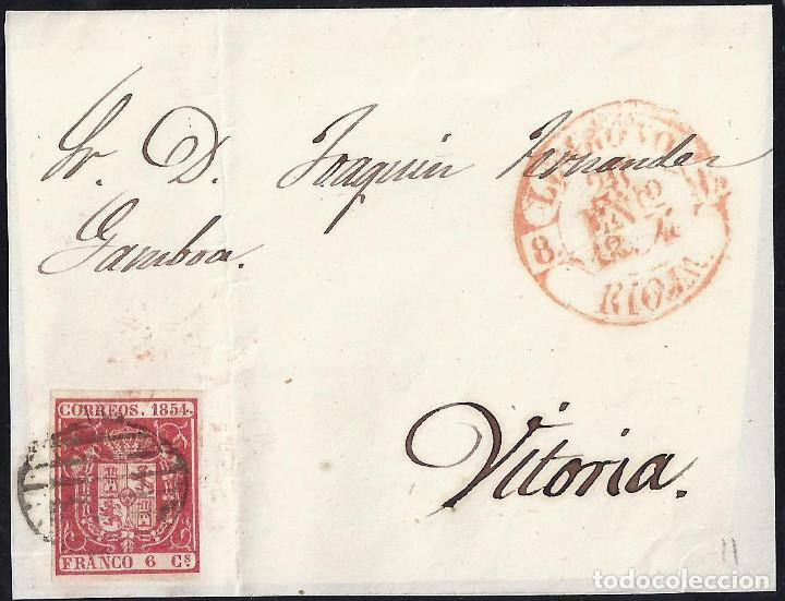 Sellos: 1854. CARTA DE LOGRO&Ntilde;O A VITORIA. - Foto 1