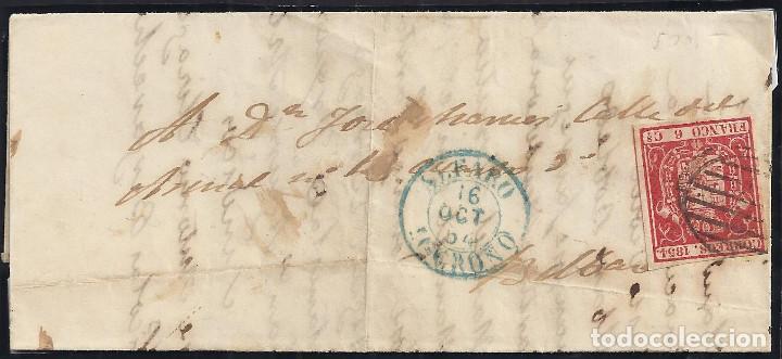 Sellos: 1854. CUBIERTA DIRIGIDA DE ALFARO A BILBAO. - Foto 1