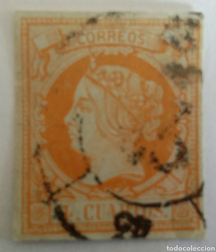 Sellos: SELLO ISABEL II. 4 CUARTOS. SIN DENTAR - Foto 2