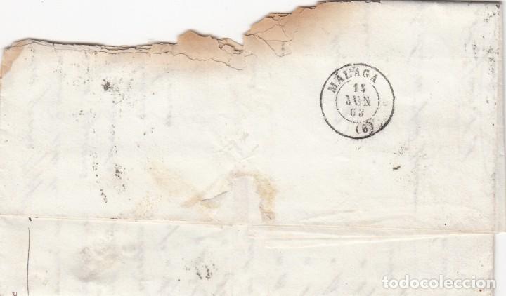 Sellos: CARTA: 1868 BARCELONA - MALAGA - Foto 2